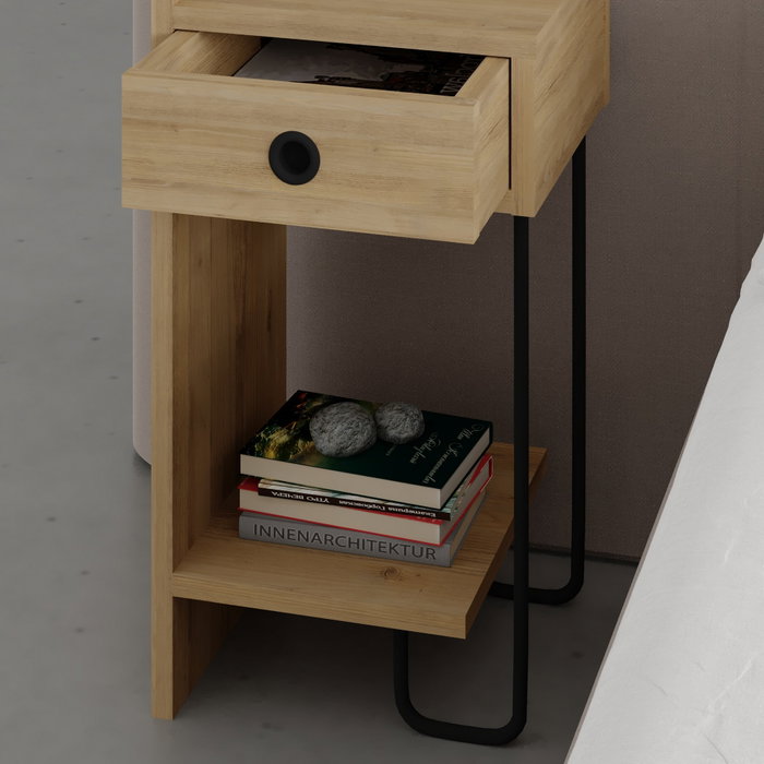 Hanah Home Sirius Left - Oak v2 Mesita de Noche Roble 32x61x30cm